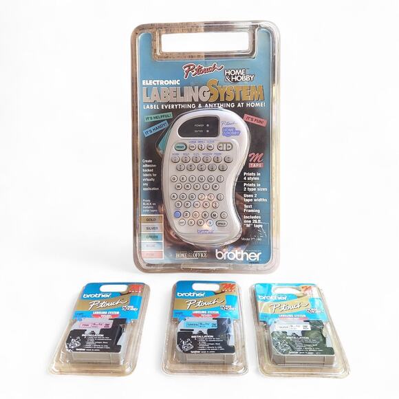 Vintage 1996 Brother P-Touch PT100 Handheld Label Maker System w/ Tape - Picture 1 of 7